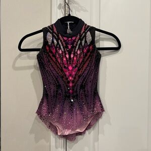 Sparkling Pink and Black Gymnastics Leotard